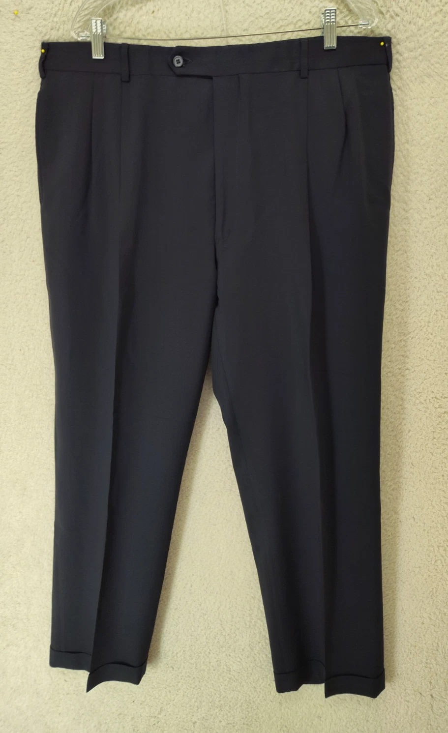 Jos A Bank Men Pants 40 Navy Wool Pleated Straight Leg Cassic Fit Dress Pants
