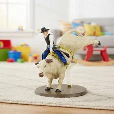 Hand-Painted Bull Riding Figurine: Lifelike Collectible for Imaginative Play