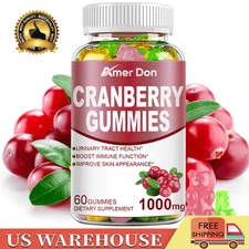Cranberry Gummies Urinary Tract 1000mg Supports Bladder, Kidney, UTI Vegetarian