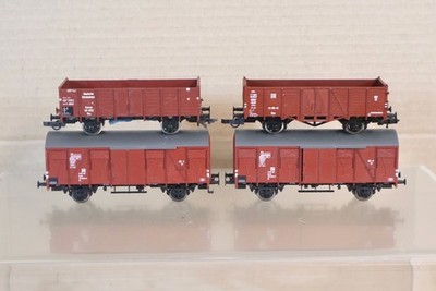 Fleischmann Roco Riegel Von 4 Dr Brown Warenwagen & Offener Mineralwagen