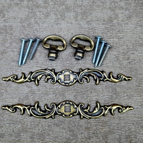 Cabinet Pull Knob Scroll Decorative 2PC Antique Bronze NEW IN PKG - Picture 1 of 9