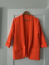Women's Orange Shawl Collar Blazer 3/4 Sleeve Single-Breasted Lined Jacket