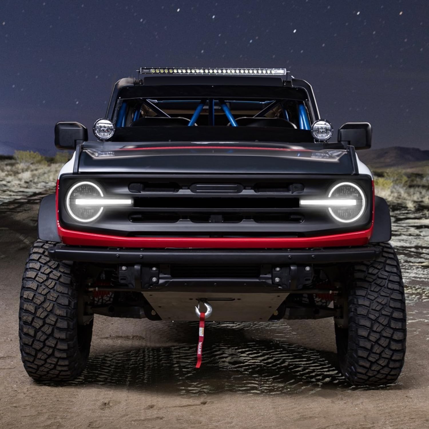 Pair Dynamic LED Headlights For 2021-2025 Ford Bronco Amber/White DRL Headlamp