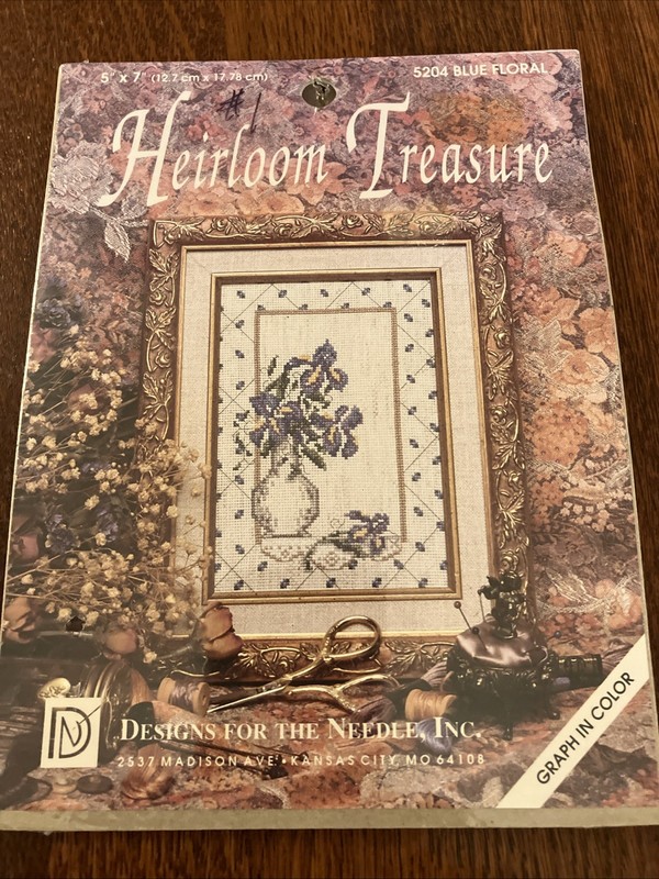 Designs For The Needle Blue Floral 5204 Cross Stitch Kit Heirloom Treasure  NEW