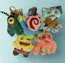 *NEW* Zuru Fuggler Spongebob Squarepants Keychain Plush Bag Clip On 5” Set Of 5