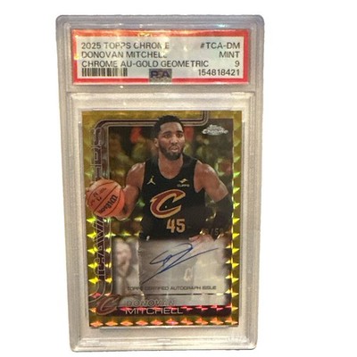 Donovan Mitchell 2025-26 Topps Chrome Gold Geometric Auto /50 PSA 9 Cavs