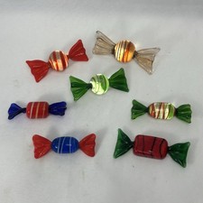 Murano Style Glass Candy Multicolor Hand Blown Art Glass Lot of 7 READ