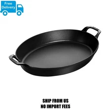 Staub Cast Iron14.5-inch, Oval, Gratin Baking Dish, Black Matte