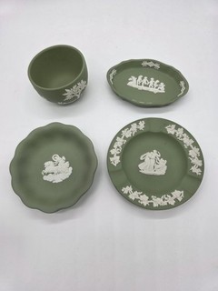 Vintage Wedgewood Lot Sage Green Jasperware 4 pieces