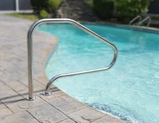 Aqua Select Swimming Pool Stainless Steel Ladder Step Handrail w/ 4' Rail Runner