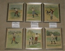 6 A.B. Frost Golfing Incidents Color Prints Professionally Framed 16" x 12 3/4"