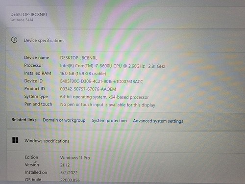 Dell Latitude 14" RUGGED 5414 NON TOUCH i7-6600U@2.60GHz_1TB HDD_16GB_Win11 Pro. - Picture 2 of 10