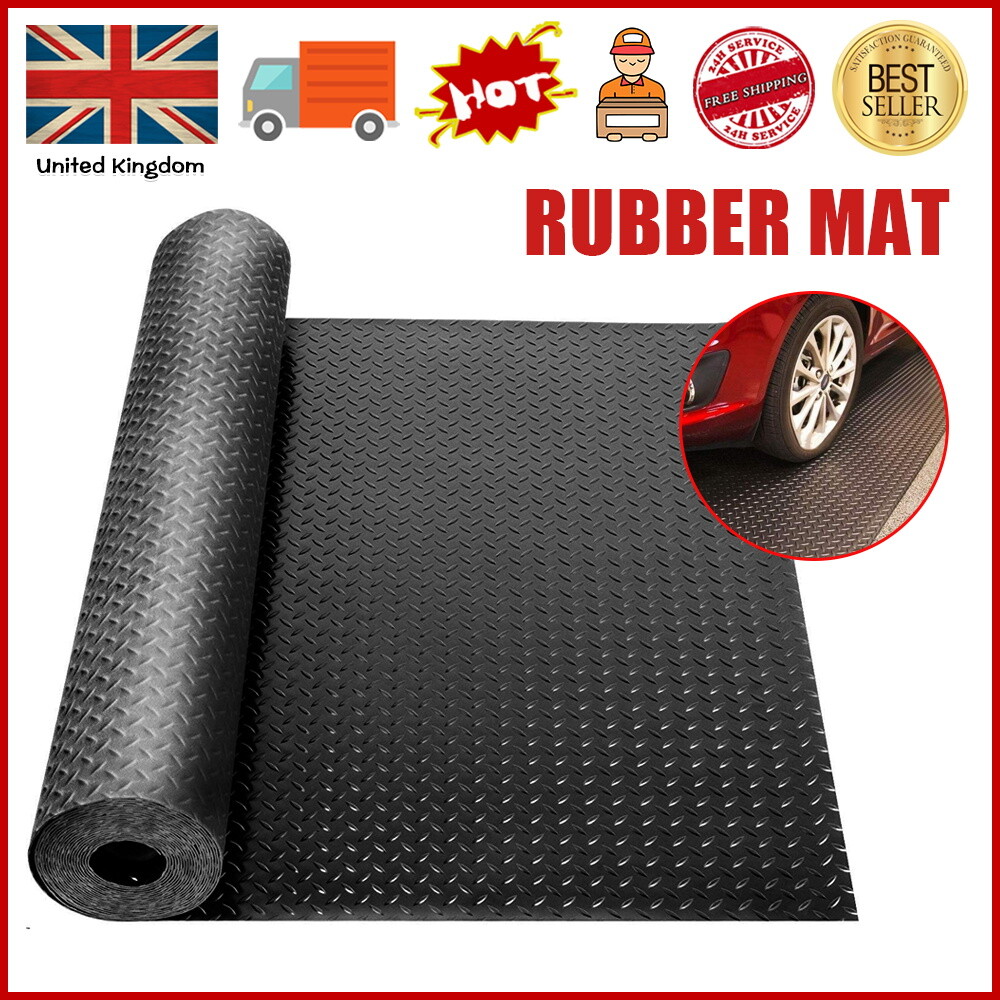 Extra Thick Rubber Garage Flooring Matting Rolls Nonslip Diamond