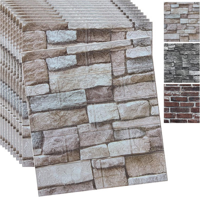 10PCS 3D Wall Panels Peel and Stick 3D Brick Wallpaper Peel and Stick Faux Stone