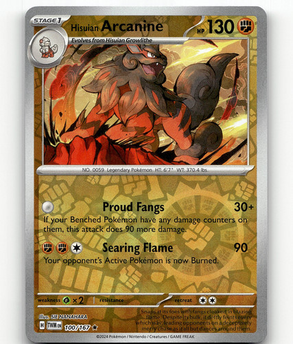 Pokémon Hisuian Growlithe 181/167 Twilight Masquerade Illustration