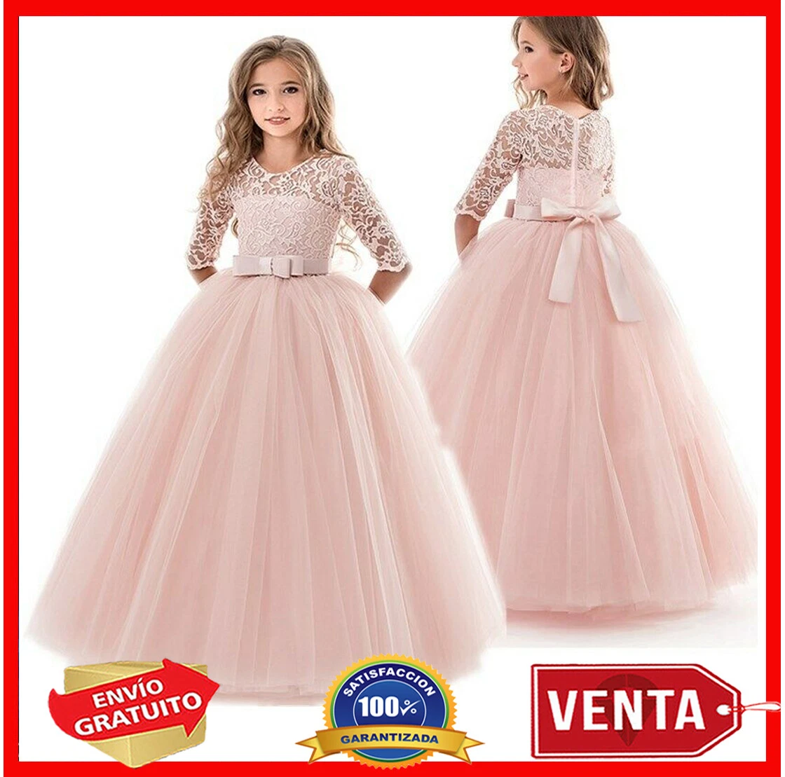 Vestidos de Niña Fiesta Para Largos de Prom Boda Elegantes Encaje Dress | eBay