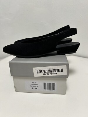 The Flexx Womens Pointed Toe  Suede Leather Black Slingback Flats Shoes US 6M