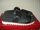 100% AUTHENTIC NEW MEN FERRAGAMO LOCK BLACK SLIDE LEATHER SANDALS US 7 D — photo 3