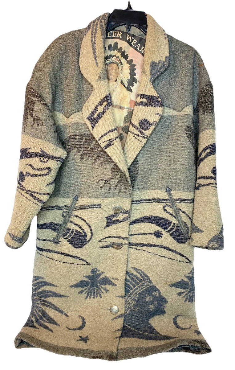 Pioneer Wear South Western Aztec Woman's, Long Coat Wool Pioneer Wear South Western Aztec Woman's, Long Coat Wool