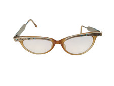 Vtg Women's Bifocal Aluminum Gold Rhinestone Etched Frames - Damaged