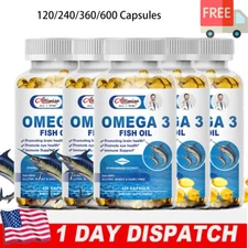 Omega 3 Fish Oil Capsules 3x Strength 3600mg EPA & DHA, Highest Potency