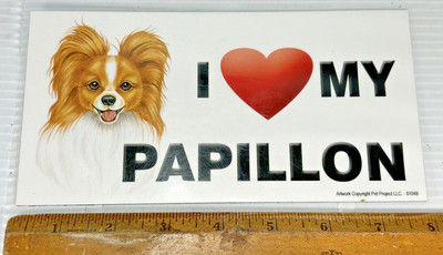 I Love My Papillon 4 X 8 inch magnet for car or anything metal New!