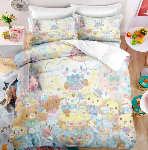 Juego de cama Kuromi Melody algodón suave confort juegos edredón funda sábanas cama - Imagen 31 de 36