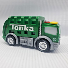 Tonka Toy Green Garbage Truck 3 Different Sounds W/Lights Basic Fun Works 