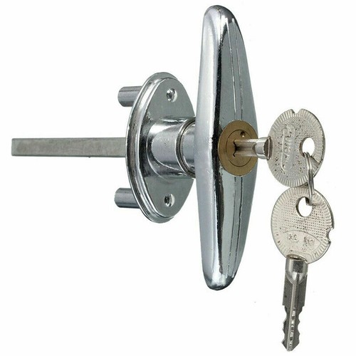 Garage Door Opener T Lock Handle + 2 keys Secure Matching Screws Silver Secure - Picture 1 of 6