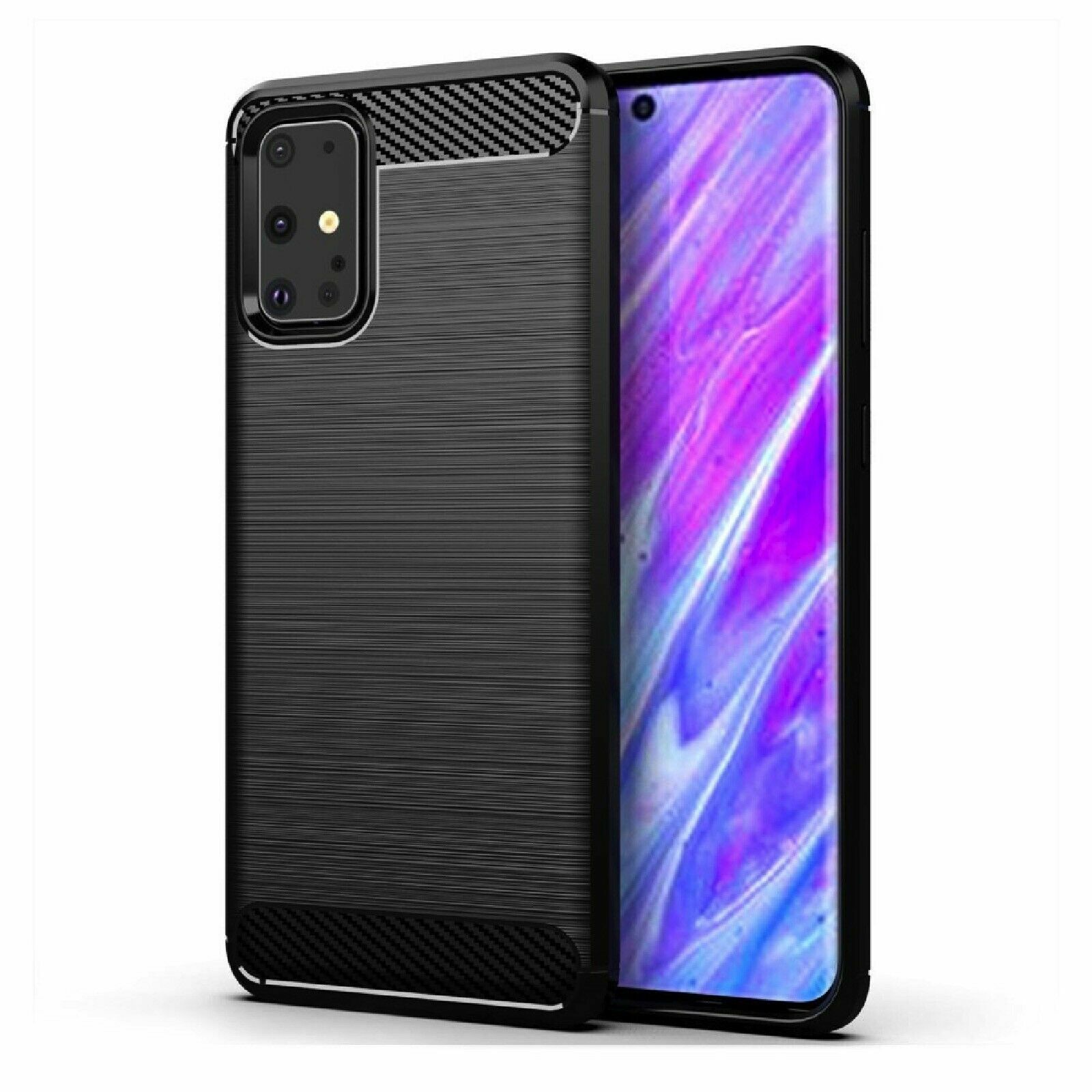Funda Carcasa Silicona Gel TPU Negro Fibra Carbono Para Samsung Galaxy S11E /S20