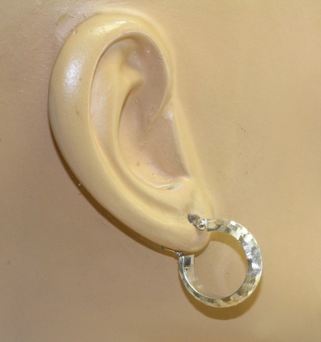 14k white gold fancy finish hoop earrings 2.3g ladies estate vintage antique - Picture 5 of 6