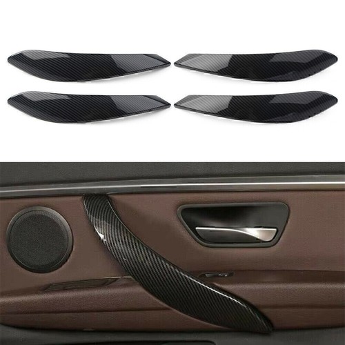 4 Pcs New Carbon Fiber Inner Door Handle Panel Cover Trim For BMW 3 4 Series 3GT