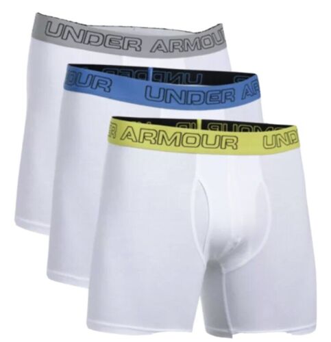 Pack de 3 slips boxer extensibles en coton blanc Under Armour pour hommes - petit (28-29) neuf avec étiquettes - Photo 1 sur 5