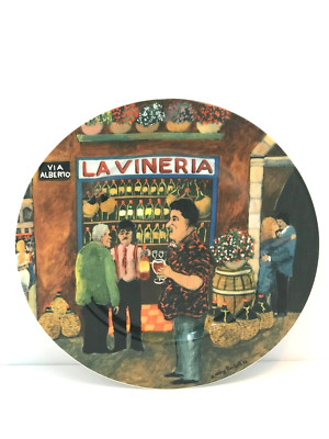 Vtg. Williams Sonoma Tuscan Storefronts ''La Vineria'' Dinner Plate By Guy Buffet