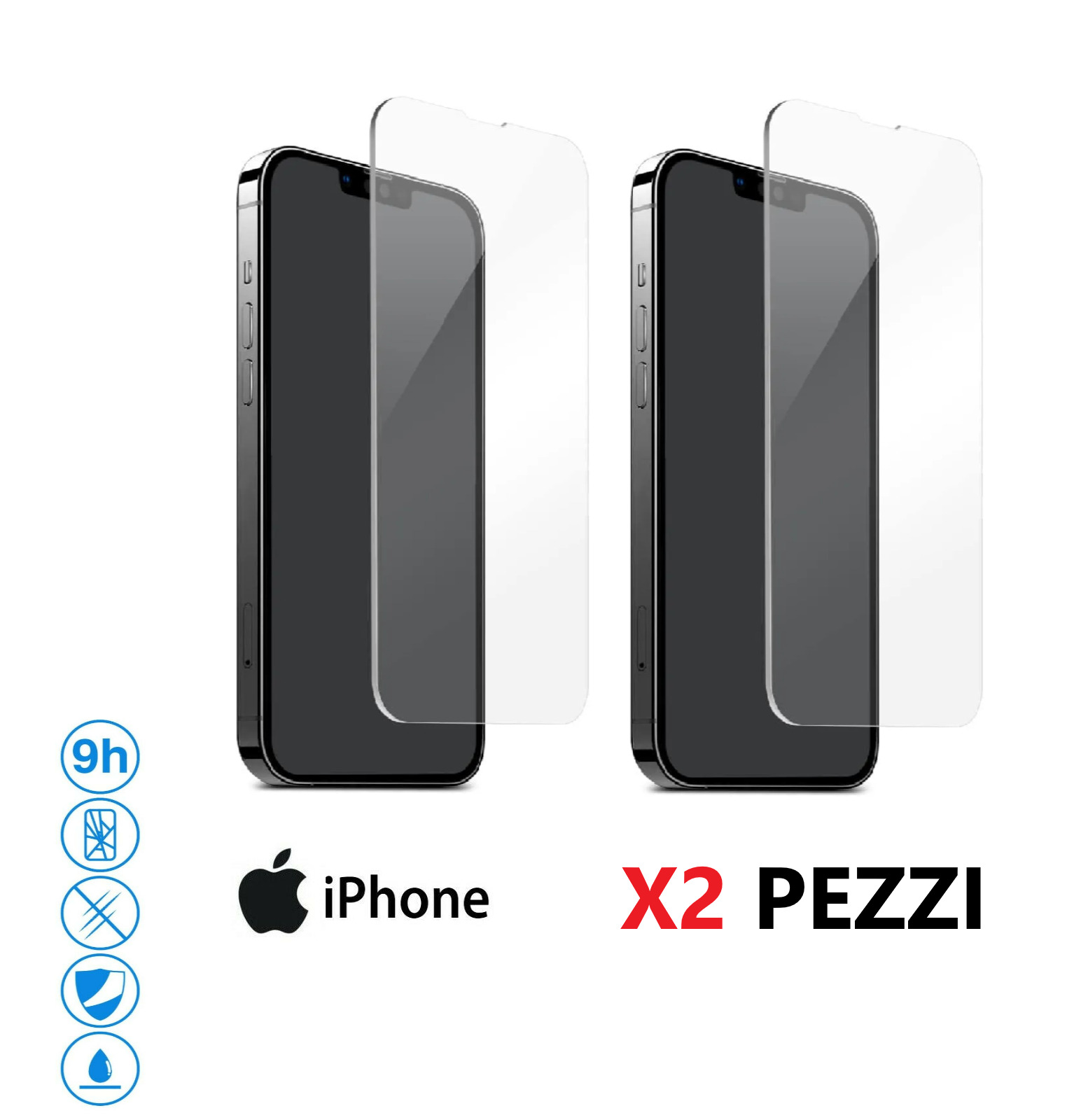 PELLICOLA VETRO TEMPERATO per APPLE IPHONE 13 PRO MAX PROTETTIVA display 2 pezzi