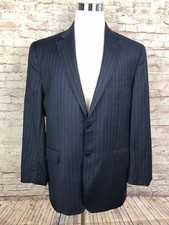 Jos. A Bank Signature Gold Jacket Mens 44R Regular Navy Blue Striped 2 Button