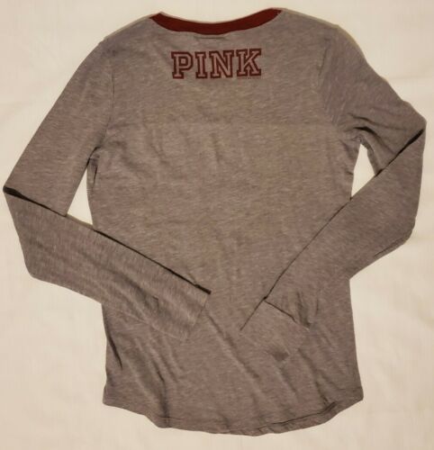Pink By Victoria's Secret Texas A&M Aggies Long Sleeve Shirt Gray Maroon Sz S - Picture 2 of 7