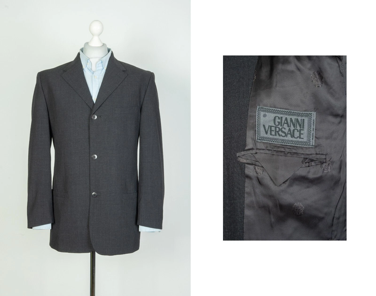 PRADA Giacca blazer uomo Gianni Versace lana bottoni grigio taglia L