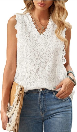 Limette Flare Damen sexy Flora Spitzenbesatz Cami Tank Tops elegante Sommer Bluse GR. 2XL