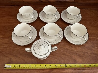 6 Vintage NORITAKE Ivory China Cup & Saucer Sets And Sugar Bowl 