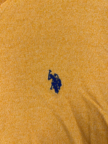 US Polo Assn Mens Small Yellow T Shirt Navy Pony Logo V Neck Short Sleeve Cotton - Picture 3 of 9
