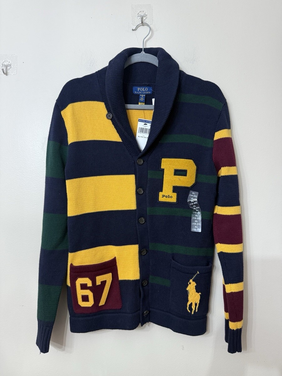 Polo Ralph Lauren Boys XL(18-20) Varsity Letterman Cardigan Big