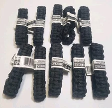Lot of 10 Paracord 9" Survival Bracelets Black NEW