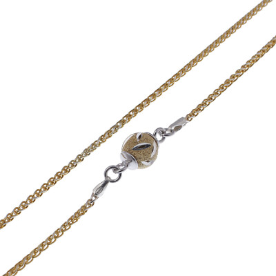 Necklace Genuine Silver 925 Sterling Silver Gold Plated Gold 46cm Long Braid Chain