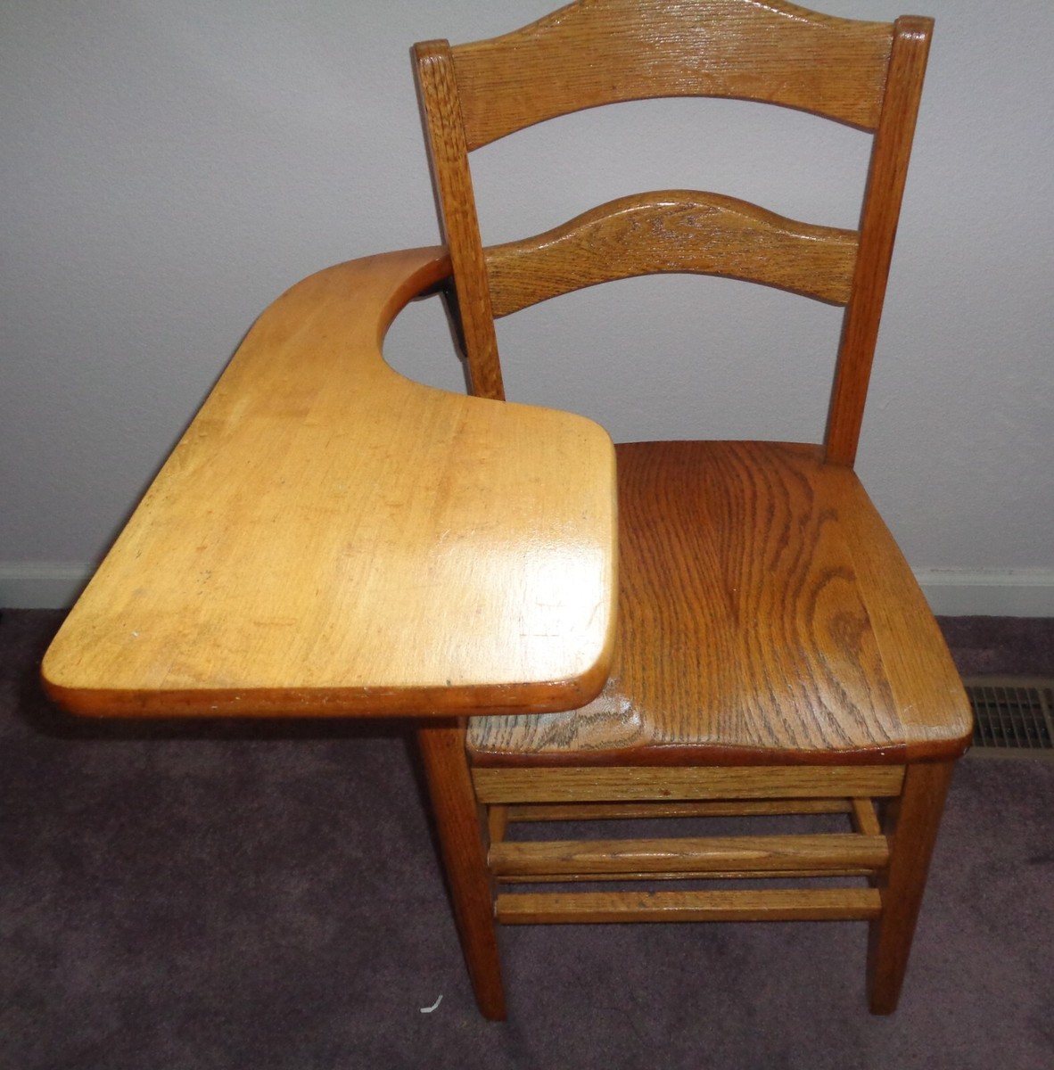 Antique Vintage One Arm Solid Wooden Children’s School Desk w/ Shelf
