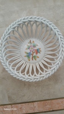Vintage Herend Hungary 7373/VBO Hand Painted QUEEN VICTORIA RETICULATED Basket