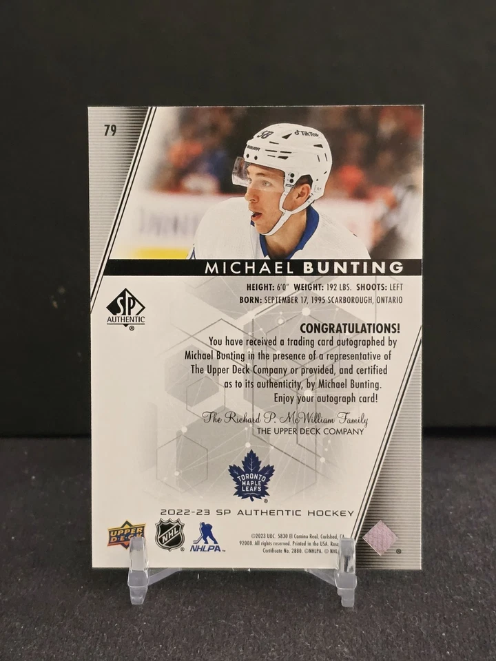 2022-23 UD SP Authentic Mystery Black Michael Bunting Auto #79 SSP - Image 4 of 4