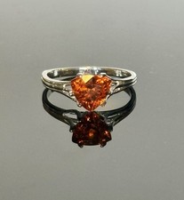 Size 8.5 Natural Spessartite Garnet Trillion Cut Gemstone Ring
