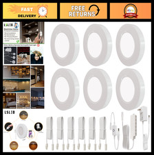 Dimmable LED Puck Lights 6-Pack, 3000K Under Cabinet Lighting, Touch Dimmer, ETL