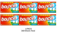 Bounce Dryer Sheets Outdoor Fresh Scent 60 Count Fabric Softener Sheets 6 Pack